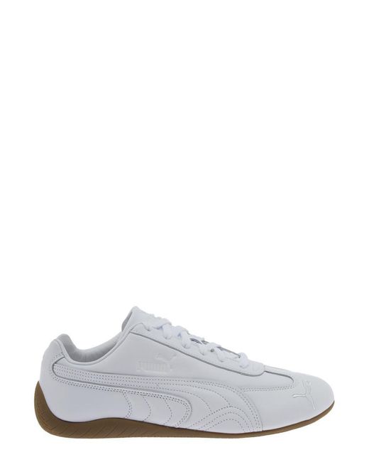 PUMA White 'Speedcat' Low Top Sneakers With Embossed Logo On The Tongue And Contrasting Sole