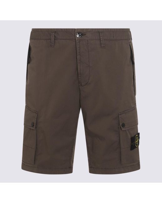 Stone Island Gray Cotton Shorts for men