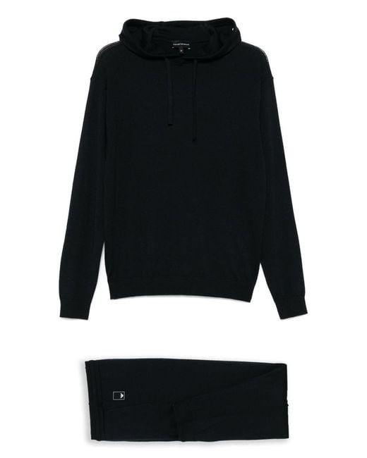 Emporio Armani Black Wool Knitted Jumpsuit for men