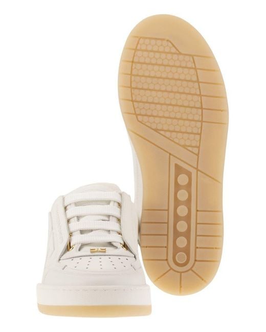 スニーカー ELISABETTA FRANCHI LEATHER SNEAKERS WITH LOGO DETAIL Elisabetta Franchi Leather Sneakers With Logo in White | Lyst