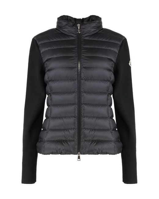 Moncler Black Cardigan With Padded Front Panel