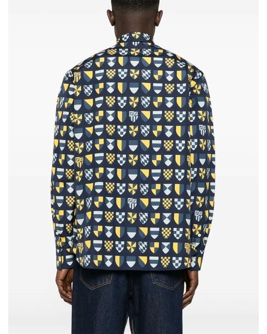Fendi Blue Shirt With Banners for men