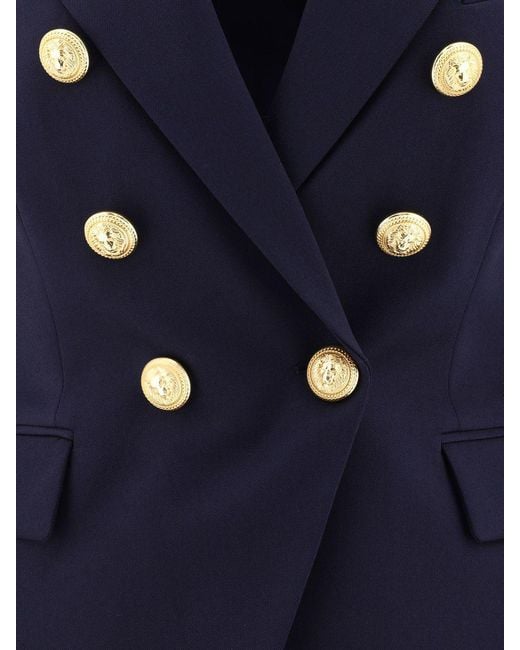 Balmain Blue Double-Breasted Wool Jacket