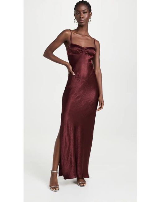 Burgundy silk maxi outlet dress