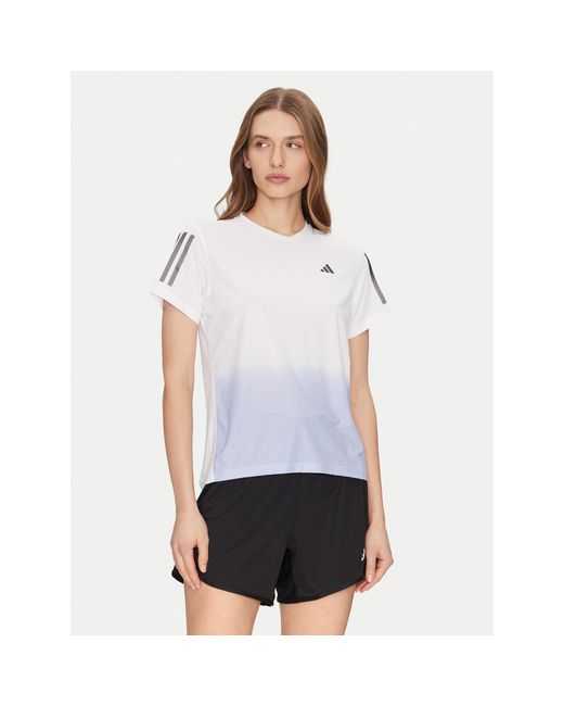 Adidas White Technisches T-Shirt Own The Run Colorblock Jc9889 Regular Fit