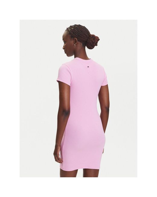 Tommy Hilfiger Pink Kleid Für Den Alltag Script Dw0Dw21186 Slim Fit