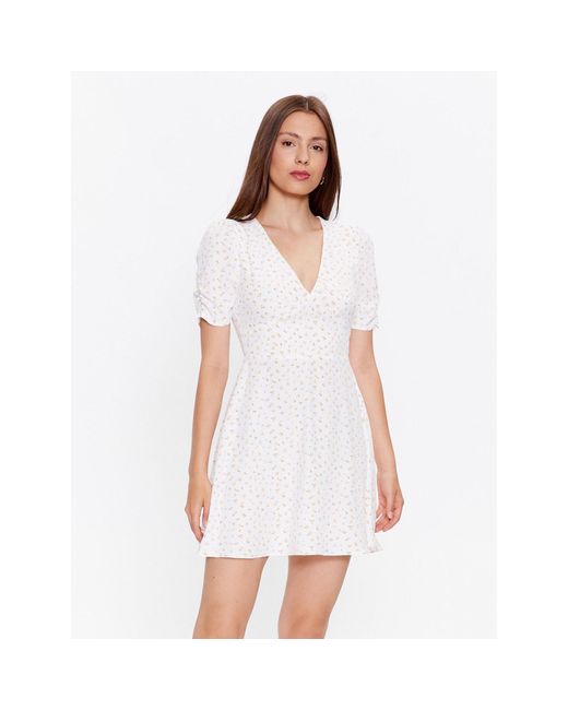 Glamorous White Kleid Für Den Alltag Ck7065 Weiß Slim Fit