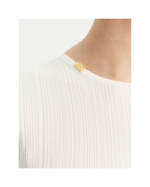 Elisabetta Franchi White Pullover Mk-55B-51E2 Slim Fit