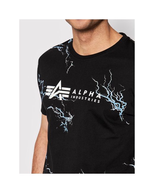 Alpha Industries T-Shirt Lightning Aop 106500 Regular Fit in Black für Herren