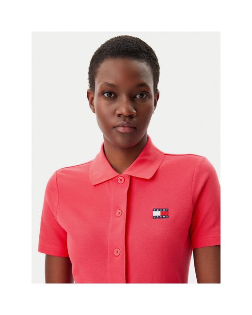 Tommy Hilfiger Red Kleid Für Den Alltag Badge Dw0Dw20302 Regular Fit