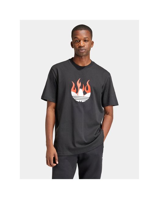 Adidas T-Shirt Flames Logo Is0178 Loose Fit in Black für Herren