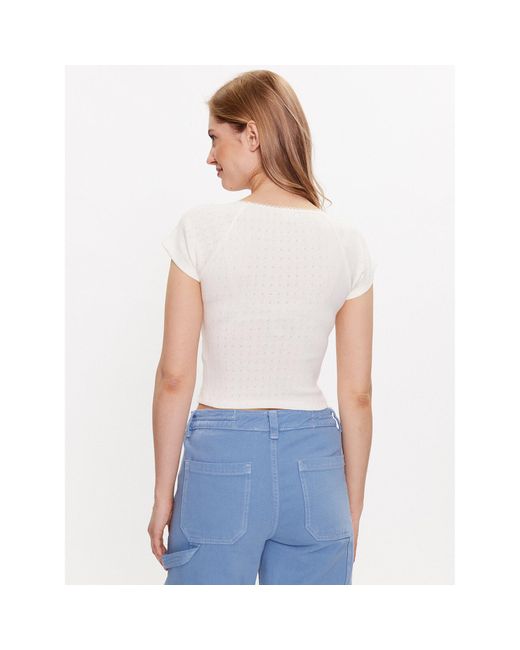 BDG Blue T-Shirt Bdg Aimee Pointelle Top 76468321 Weiß Slim Fit