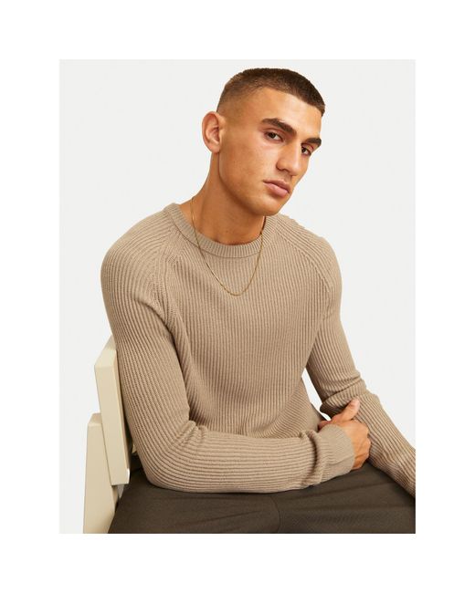 Jack & Jones Pullover Pannel 12258471 Regular Fit in Natural für Herren