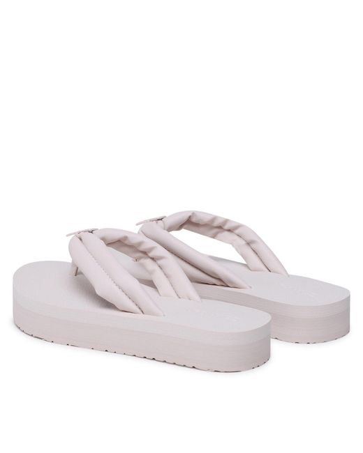 Calvin Klein White Zehentrenner flatform flip flop w/hw hw0hw01503 crystal gray abh