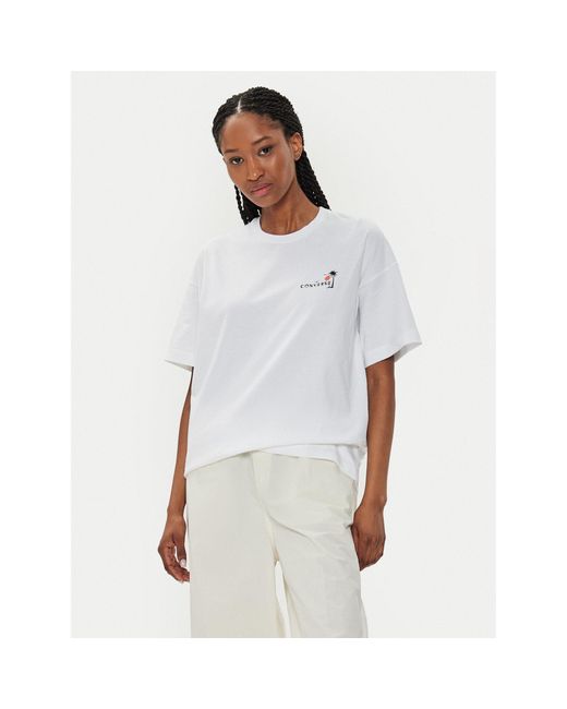 Converse White T-Shirt W Beach Scenentee 10026378-A01 Weiß Regular Fit