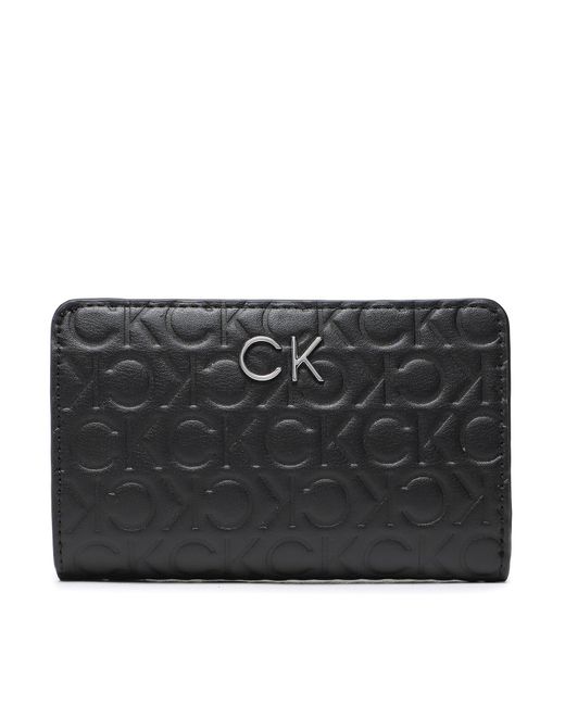 Calvin Klein Black Große Damen Geldbörse Re Lock Bifold Wallet Emb Mono K60K610240