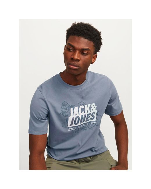 Jack & Jones T-Shirt Map 12257908 Regular Fit in Blue für Herren