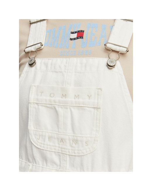 Tommy Hilfiger White Jeanskleid Logo Pocket Dungaree Dw0Dw22002 Regular Fit