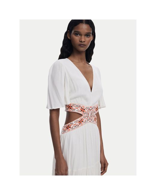Desigual White Sommerkleid Element 25Swvw98 Regular Fit