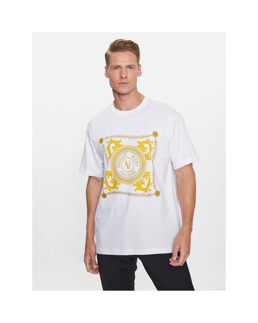 Versace T-Shirt 75Gahf07 Weiß Regular Fit in White für Herren