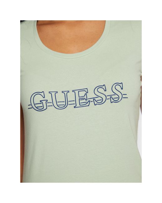 Guess White T-Shirt W3Ri61 J1314 Grün Slim Fit