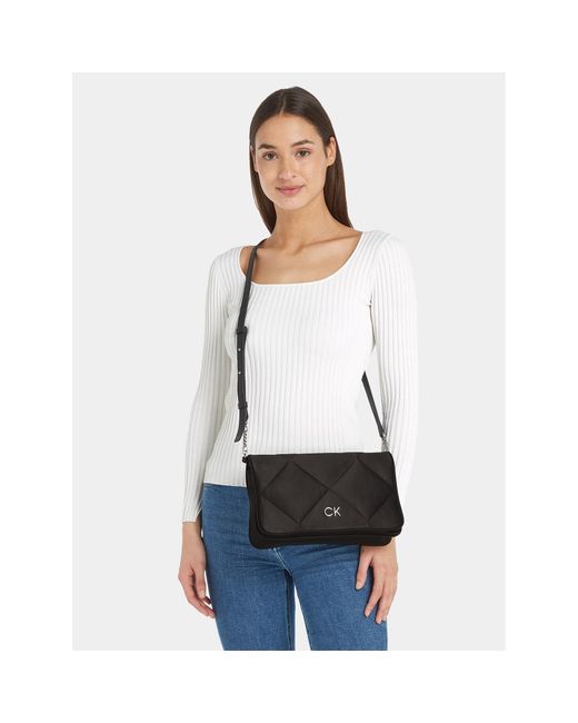 Calvin Klein Handtasche re-lock quilt shoulder bag-satin k60k611300 ck black bax