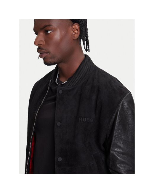HUGO Lederjacke Laxe 50541881 Regular Fit in Black für Herren