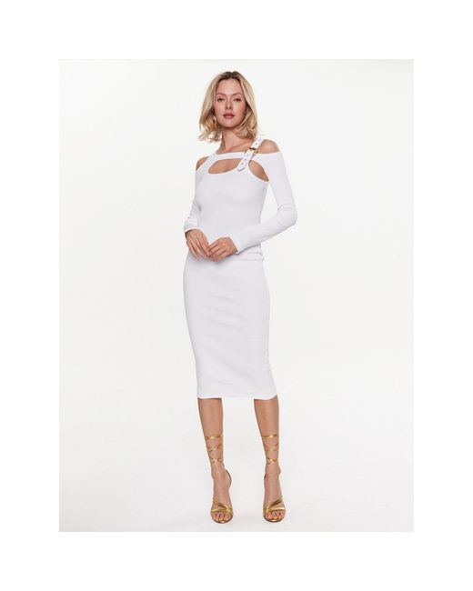 Versace White Kleid Für Den Alltag 74Hao977 Weiß Slim Fit