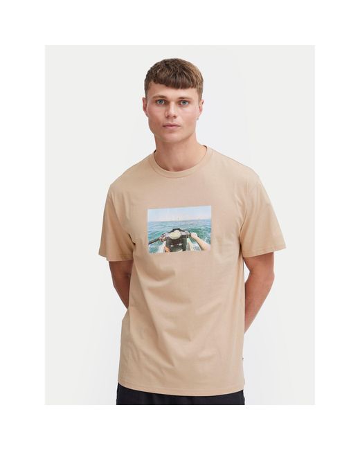 Solid T-Shirt 21108237 Regular Fit in Natural für Herren