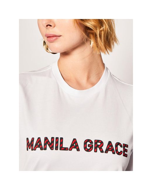 Manila Grace White T-Shirt T169Cu Weiß Regular Fit