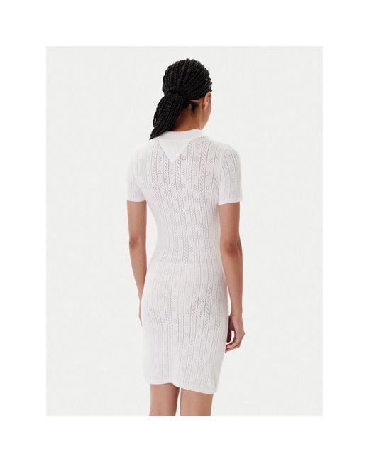 Tommy Hilfiger White Strickkleid Pointelle Dw0Dw20874 Slim Fit