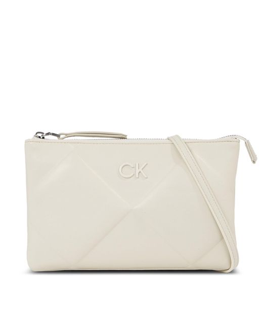 Calvin Klein White Handtasche Re-Lock Quilt Crossbody K60K611042 Écru