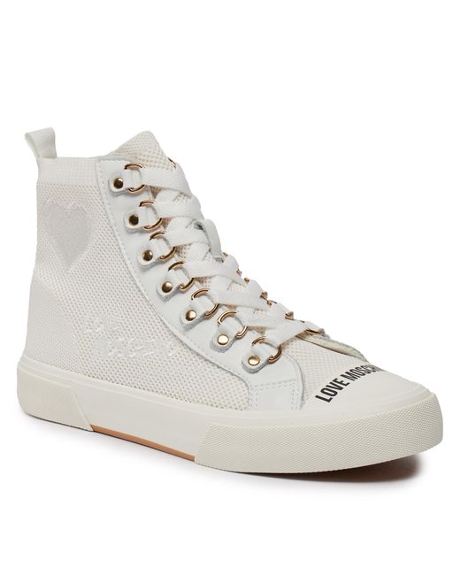 Love Moschino Gray Sneakers Aus Stoff Ja15142G1Iiy0100 Weiß