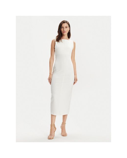 ViCOLO White Kleid Für Den Alltag Tb0109 Écru Slim Fit