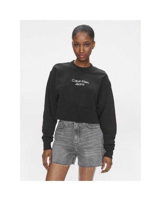 Calvin Klein Black Sweatshirt Stacked Institutional J20J221466 Regular Fit