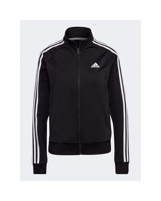 Adidas Black Sweatshirt Primegreen Essentials Warm-Up Slim 3-Stripes Track Top H48443 Slim Fit
