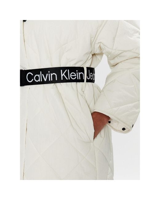 Calvin Klein White Daunenjacke J20J220334 Écru Relaxed Fit