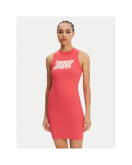 Tommy Hilfiger Red Kleid Für Den Alltag Bubble Dw0Dw21351 Slim Fit