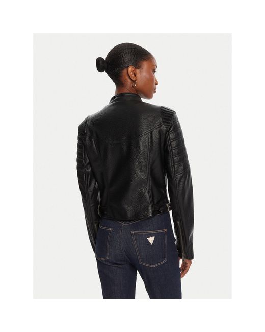 Guess Black Jacke Aus Kunstleder W5Yl19 Whds0 Regular Fit