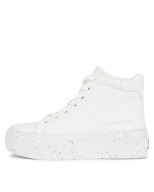Calvin Klein White Sneakers Bold Vulc Flatf Mid Laceup Wn Yw0Yw01230 Weiß
