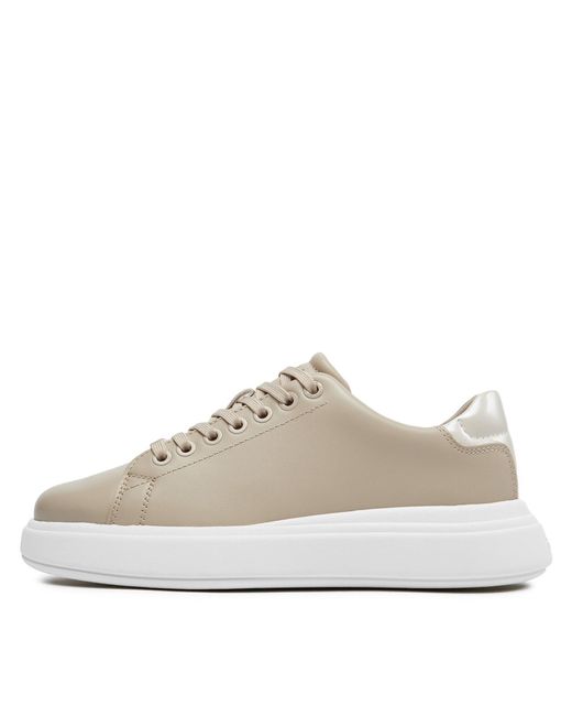 Calvin Klein Natural Sneakers Cupsole Lace Up Leather Hw0Hw01987