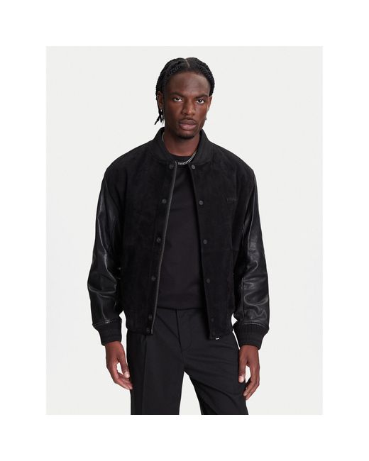 HUGO Lederjacke Laxe 50541881 Regular Fit in Black für Herren