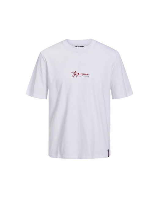 Jack & Jones T-Shirt Joshua 12228237 Weiß Standard Fit in White für Herren