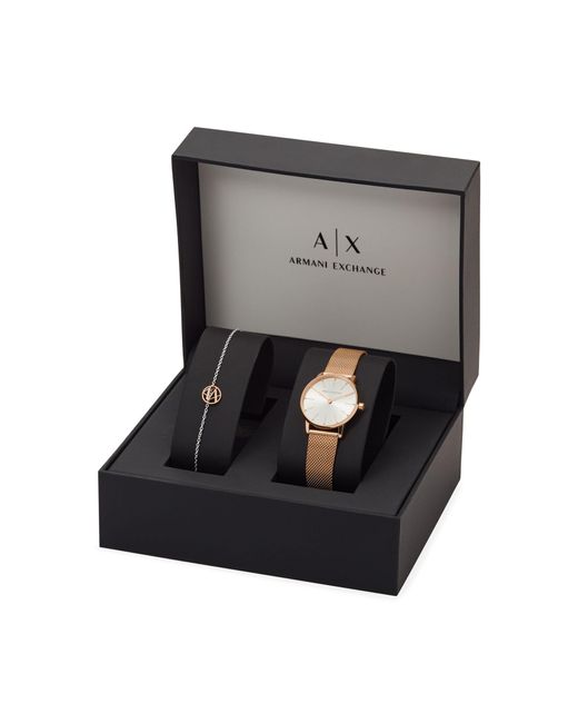 Armani Exchange White Uhr Und Armband Set Lola Ax7121