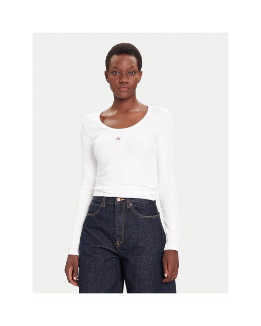 Calvin Klein White Bluse Lv047D218G Slim Fit