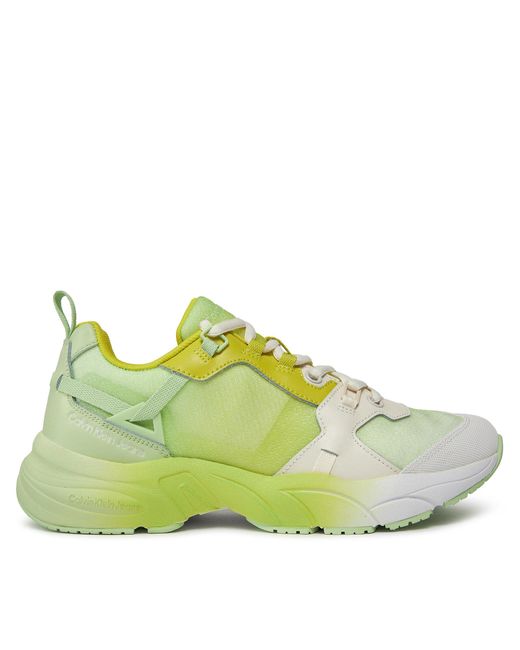 Calvin Klein Green Sneakers Retro Tennis Low Lace Mix Ml Sat Yw0Yw01307 Grün