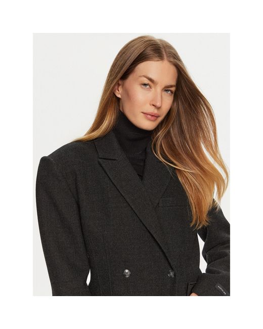Herskind Black Wollmantel Ultra De Lux 5379174 Regular Fit