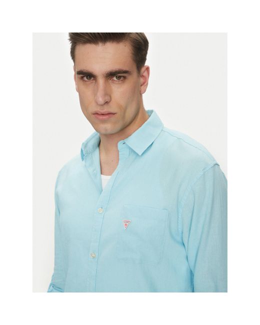 Guess Hemd F4Gh00 Wg3L0 Regular Fit in Blue für Herren