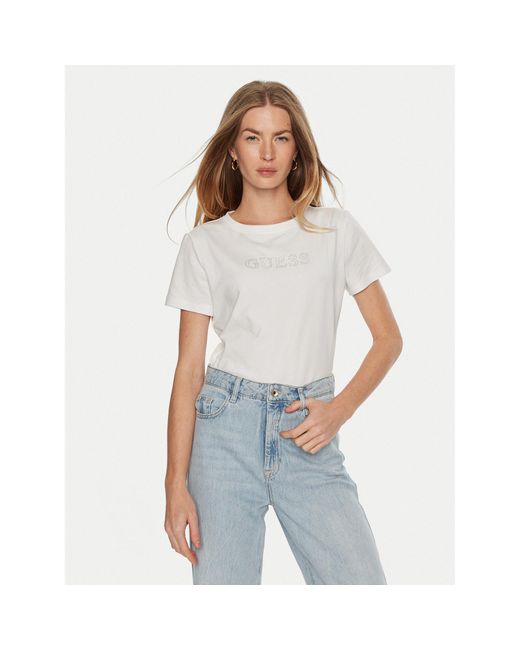 Guess White T-Shirt V3Bi11 J1314 Regular Fit