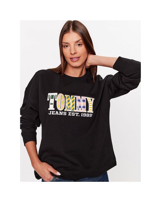 Tommy Hilfiger Black Sweatshirt Dw0Dw16246 Oversize